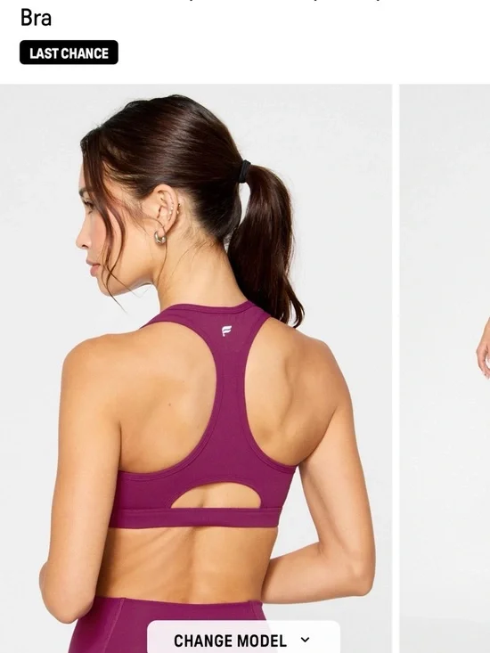 NWT Fabletics Front-Zip Sports Bra in Berry Plum - Picture 5 of 5